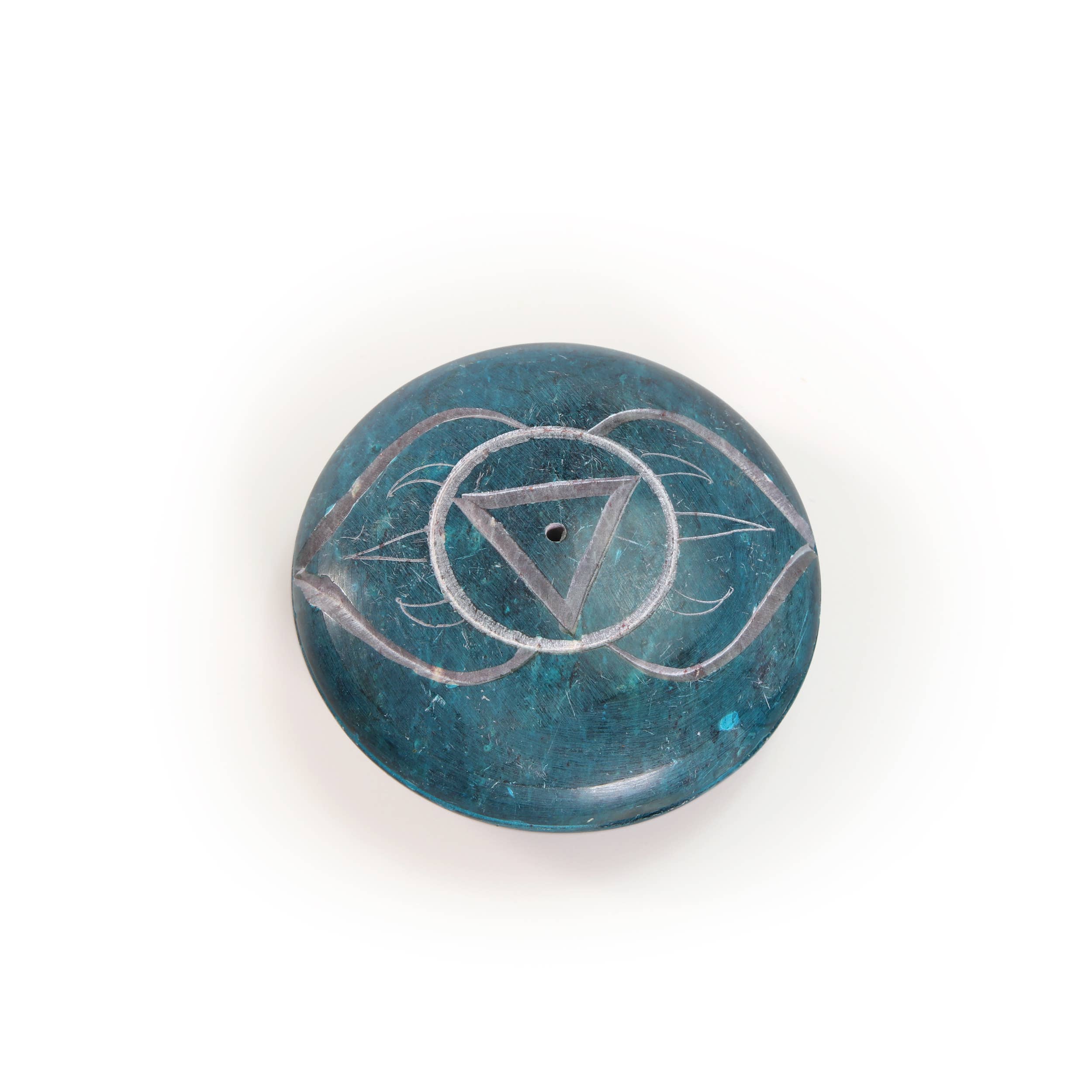 Incense Burner - Soapstone Pebble Third Eye Chakra Ajna 2.5"