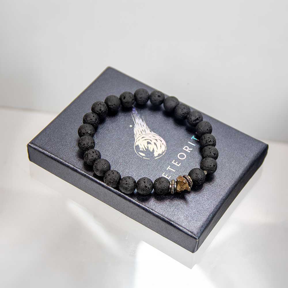 Bracelet Display 8mm Beads Meteorite & Lava Stone (12 pack): Meteorite & Lava Stone