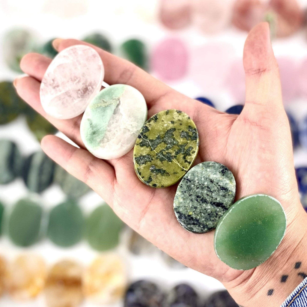 Gemstone Crystal Worry Stone - Finger Massage Stone (RK11): Green Quartz