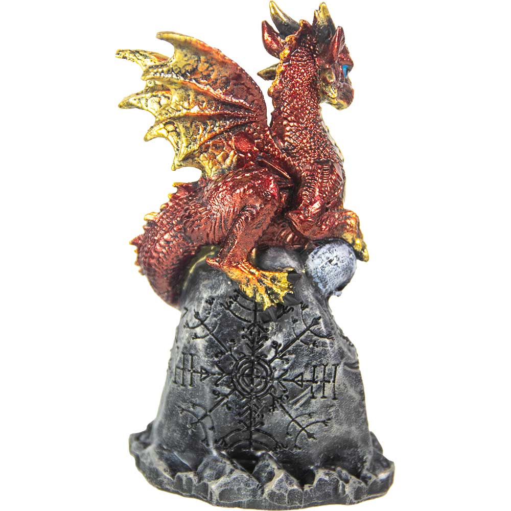 Polyresin Dragon Figurine - On Rocks w/ Skulls (Set of 4)