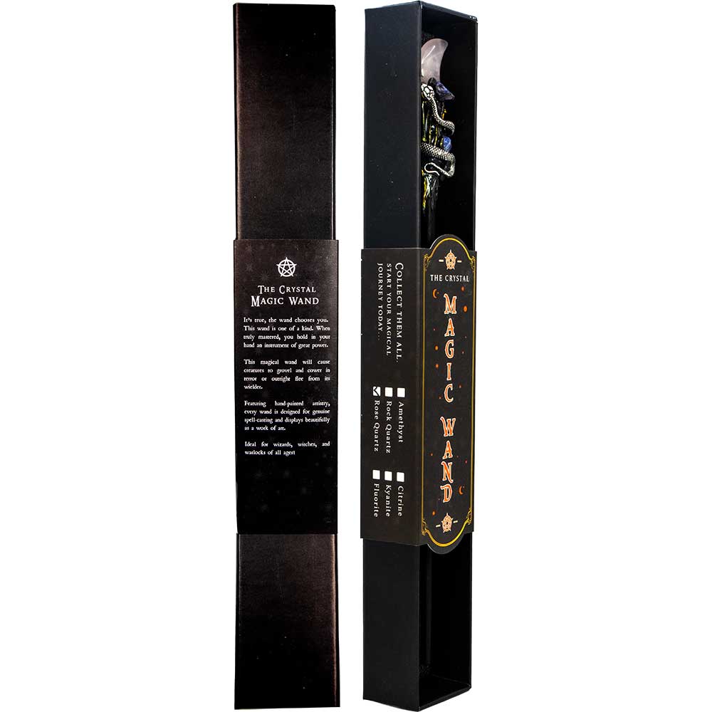 Magic Wand w/ Gift Box - Rose Quartz Moon & Snake (Each): Rose quartz