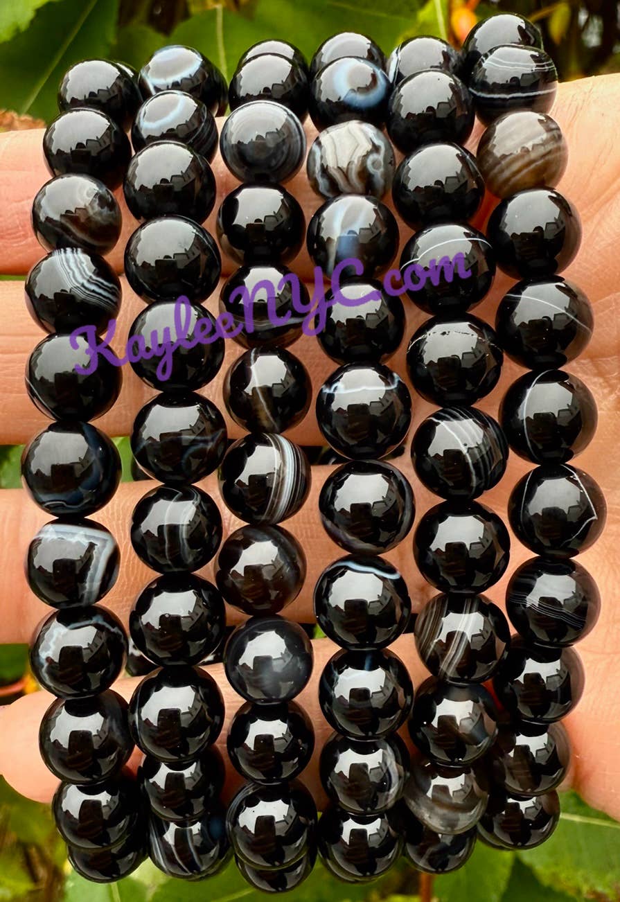 8mm Natural Onyx Crystals Healing Stretch Bracelet 7.5"
