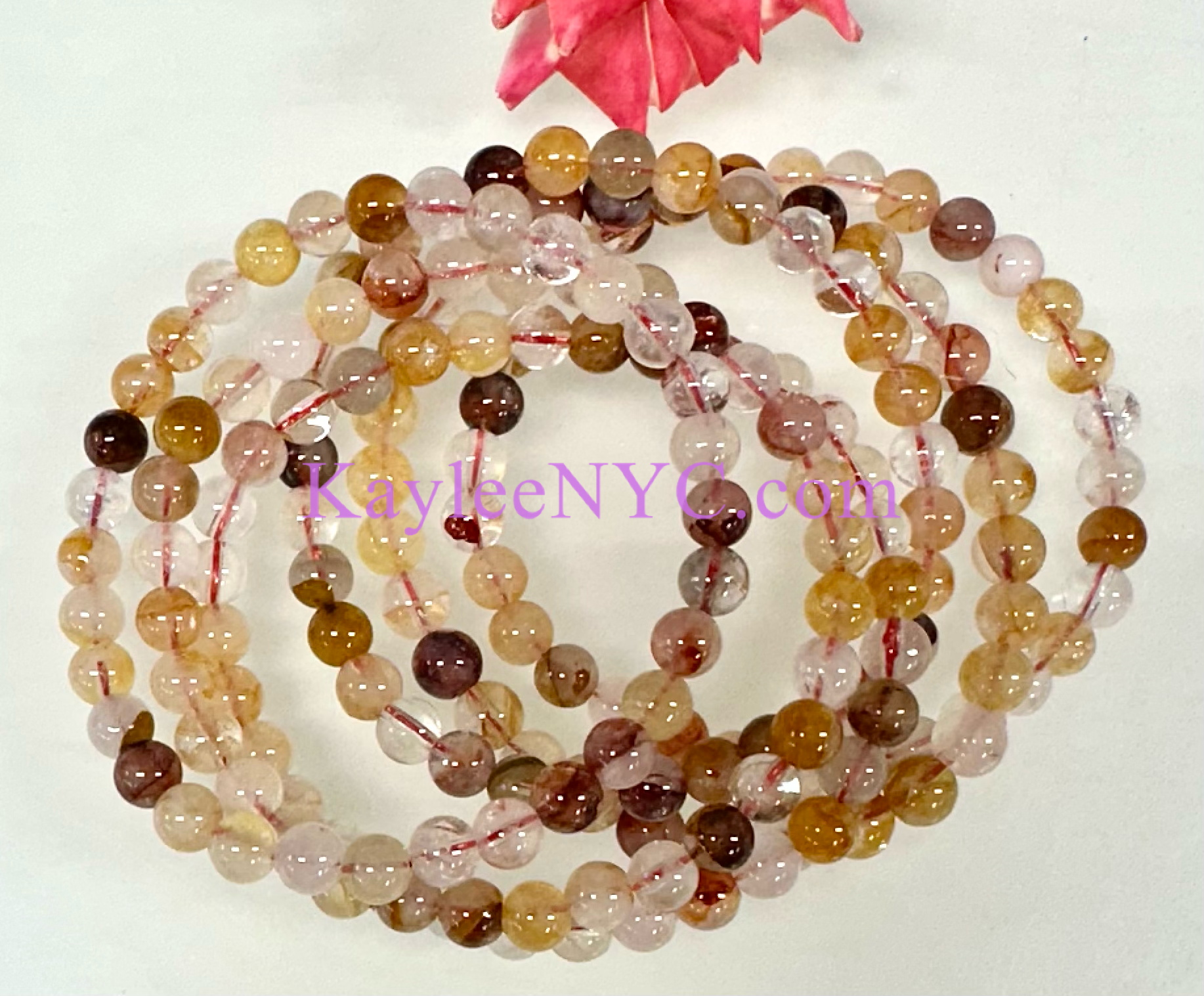 Natural Golden Healer Hematoid 6mm Crystal Stretch Bracelet