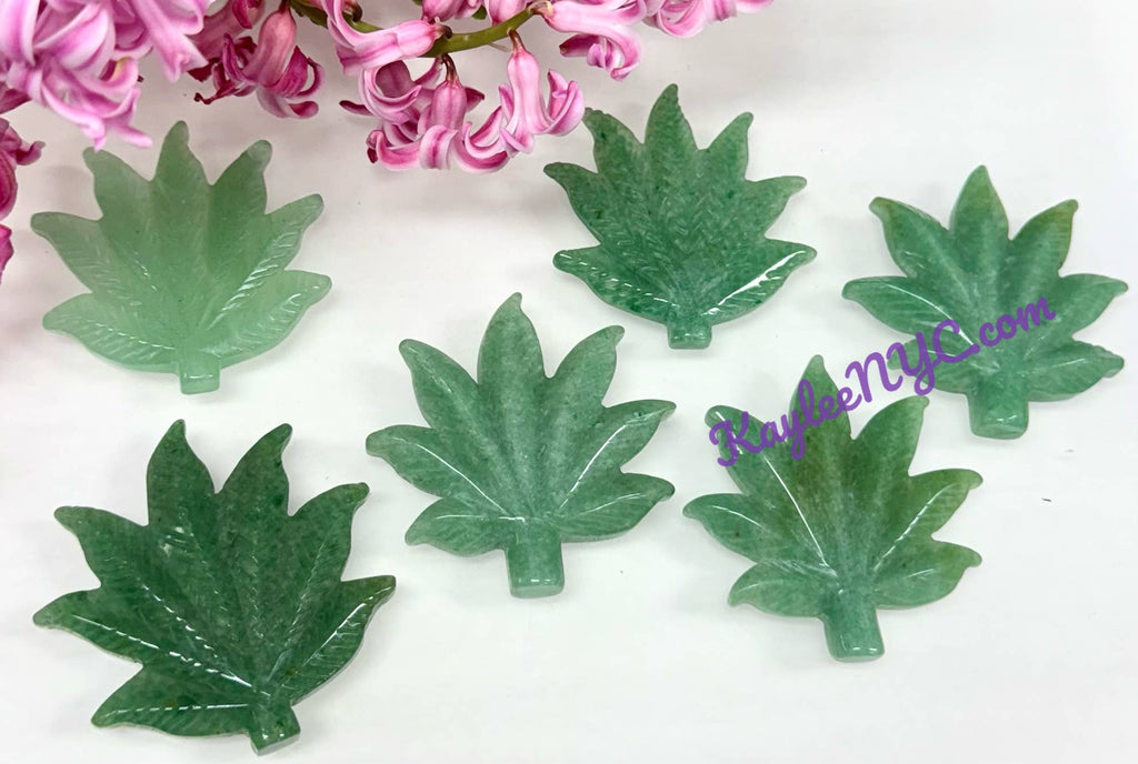 2” Natural Aventurine Pot Leaf for Healing