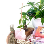 Rough Stone Crystal Incense Burner - Incense Holder: Rose Quartz