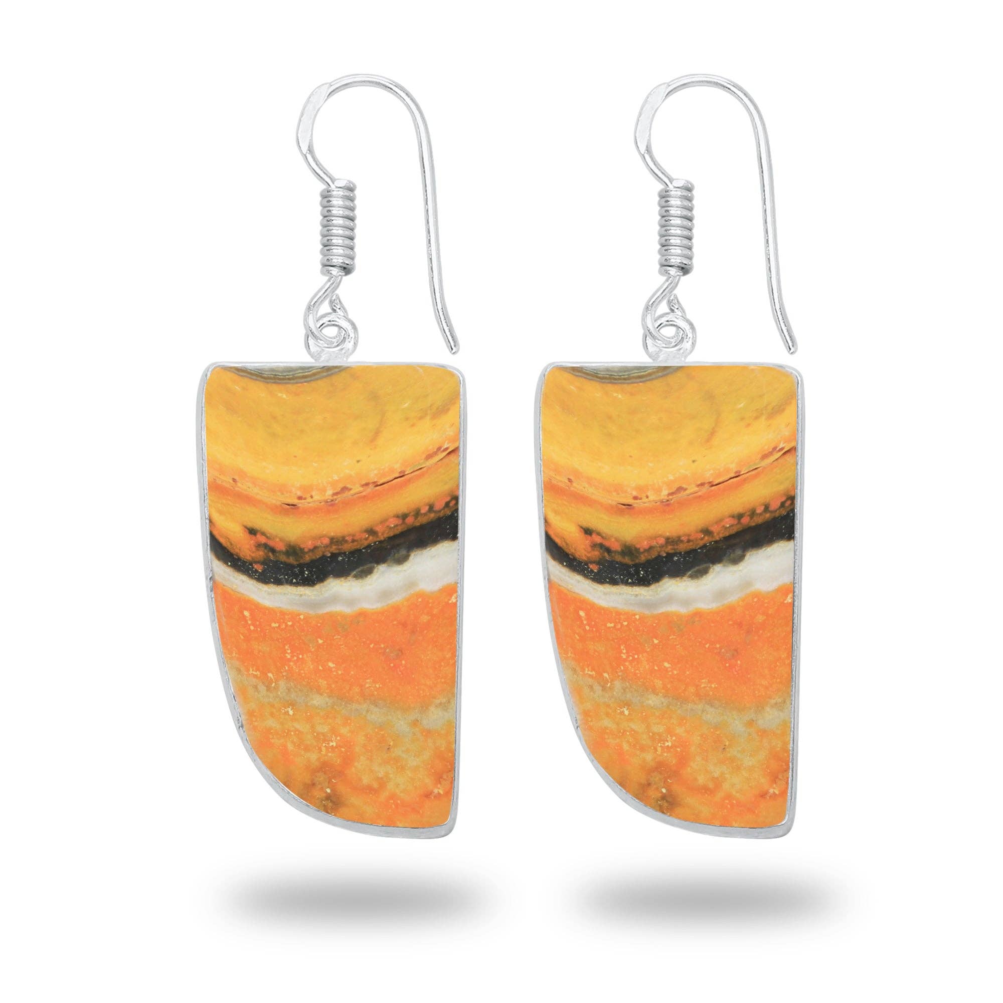 Bumblebee Jasper Earrings – Minimalist Design, Silver-Plated, Handmade