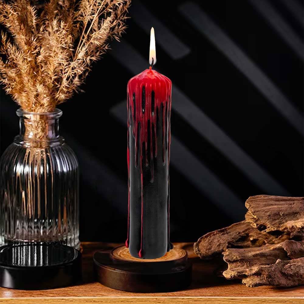 Dripping Colors Pillar Candle - Black/Red (Each): Black/Red