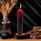 Dripping Colors Pillar Candle - Black/Red (Each): Black/Red