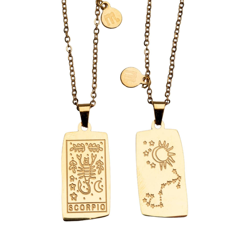 Zodiac Tarot Card & Astrology Necklace: Gold Plated / Aries