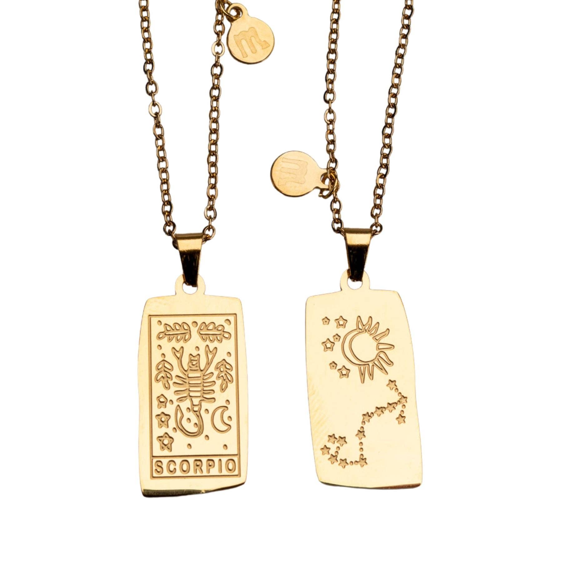 Zodiac Tarot Card & Astrology Necklace: Gold Plated / Gemini