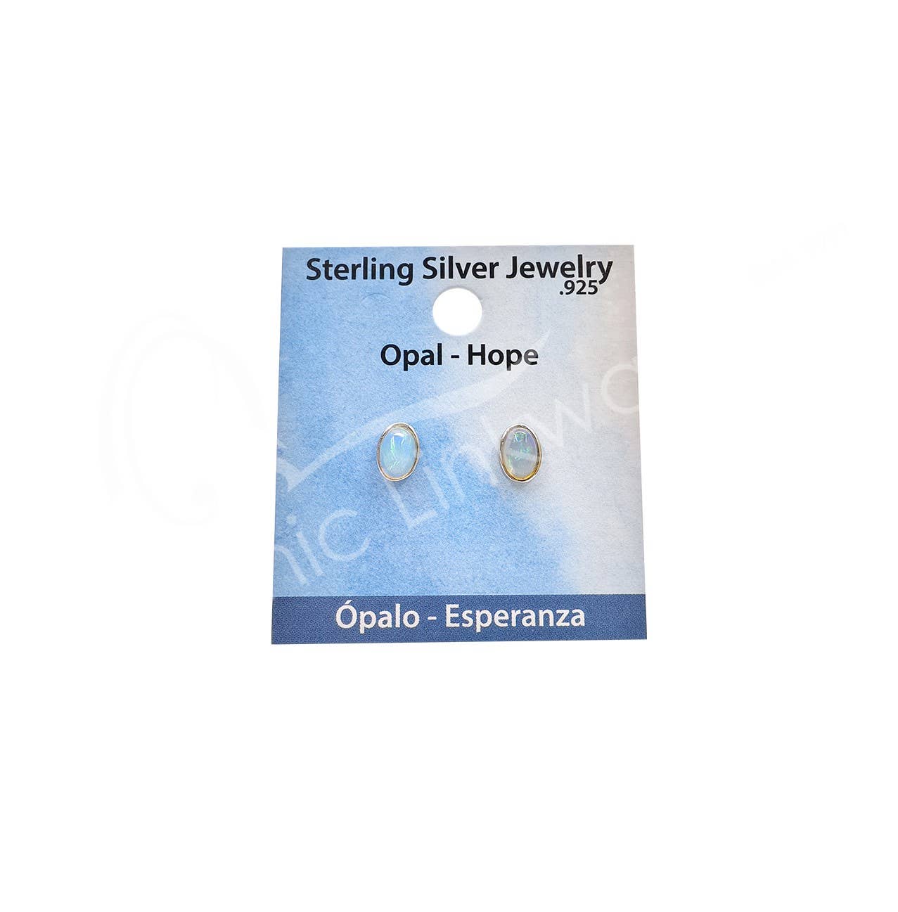 STERLING SILVER - EARRING STUDS OPAL OVAL 7 MM L