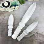 Hand Carved Crystal Selenite Knife with Twisted Handle: 40cm