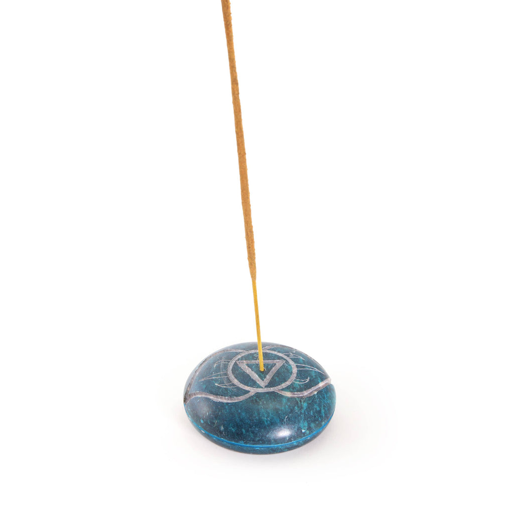 Incense Burner - Soapstone Pebble Third Eye Chakra Ajna 2.5"