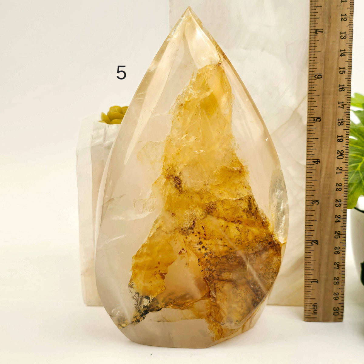 Golden Healer Quartz Crystal Flame Point Cut Base - You Choose #1: 4