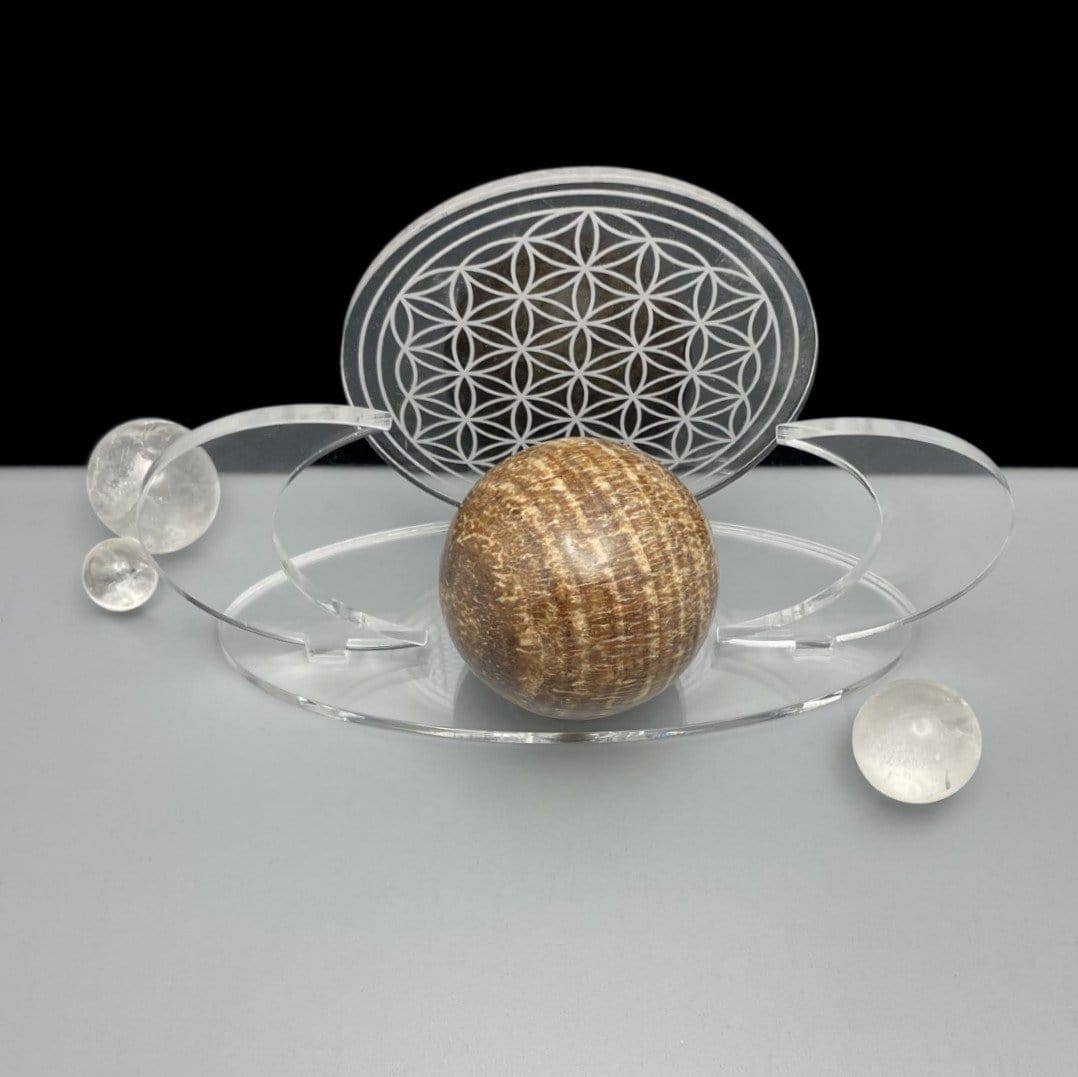 Acrylic Sphere Crystal Holder Moons - Flower of Life