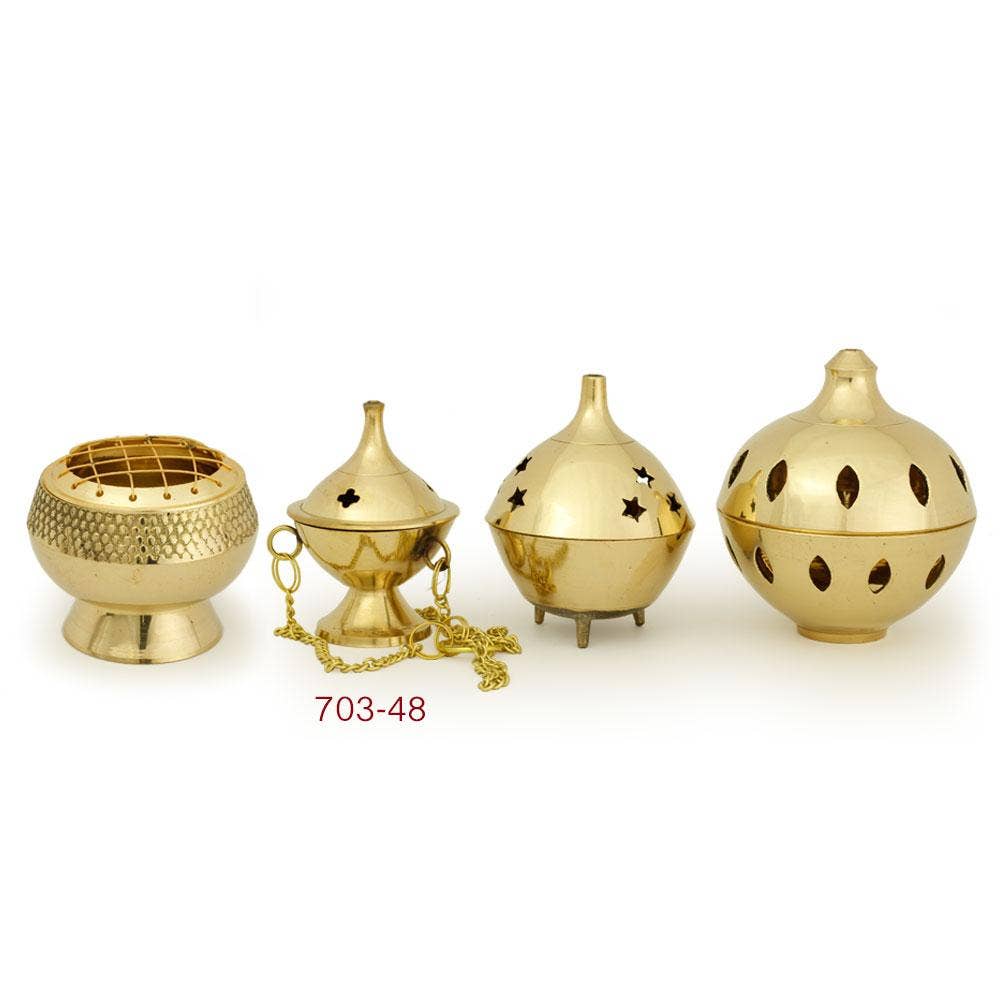 Burner - Hanging Brass Burner, Jali 2.5"Hx2"D