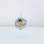Pendant Faceted Hexagon Seed of Life - Rainbow Moonstone: Moonstone rainbow moonstone