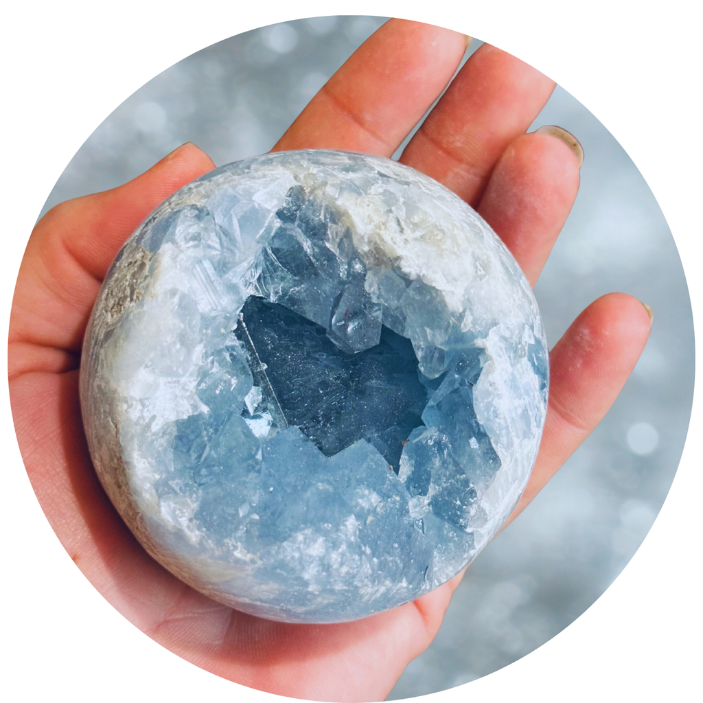 Ethically Sourced CELESTITE Crystal Spheres: 300-399 grams