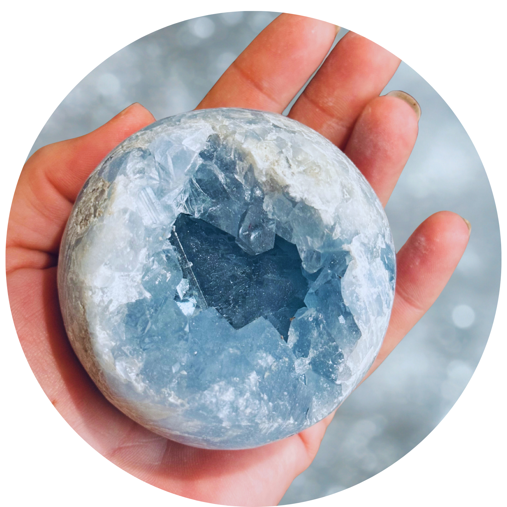 Ethically Sourced CELESTITE Crystal Spheres: 300-399 grams