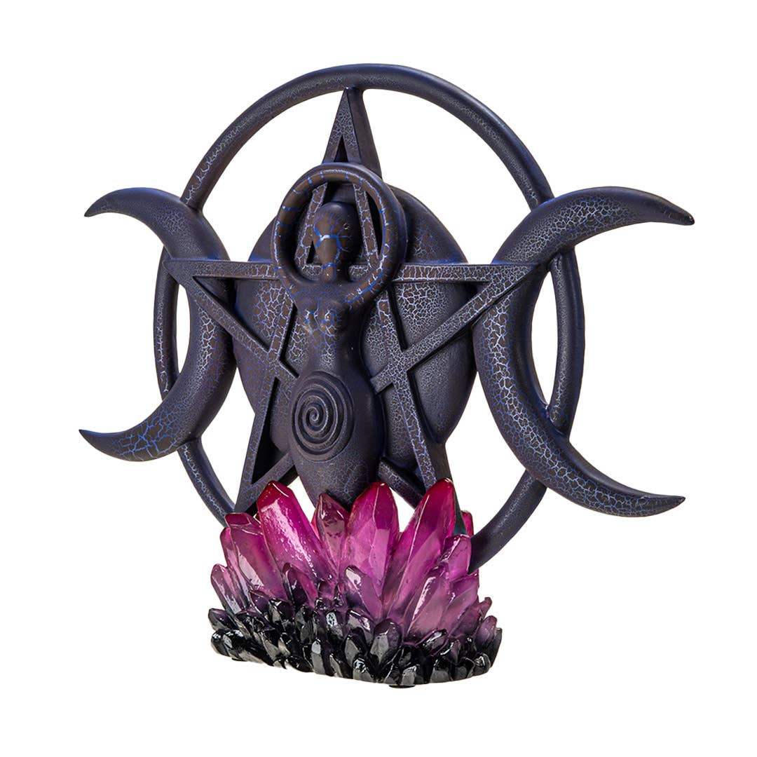 Triple Moon Spiral Goddess with LED Base