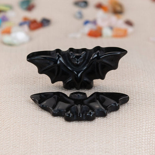 Black Obsidian Carved Bat.