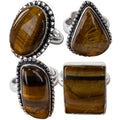 Tiger Eye Adjustable Brass Ring
