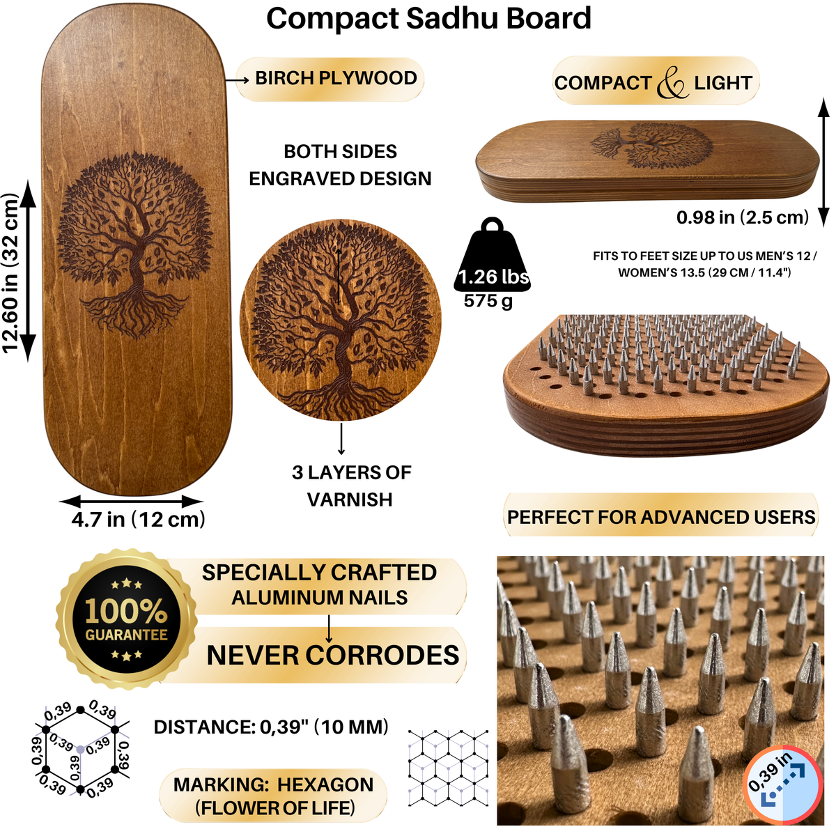 Sadhu Board with Aluminum Nails, 10mm (0.39 in) – Most Popular | Tengry