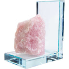Glass L Shaped Bookends - Rose Quartz Rough (Set of 2): Rose Quartz