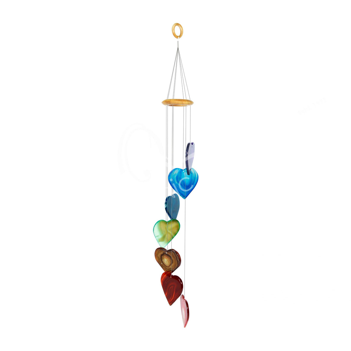 WIND CHIME/MOBILE - AGATE CHAKRA HEARTS 27"
