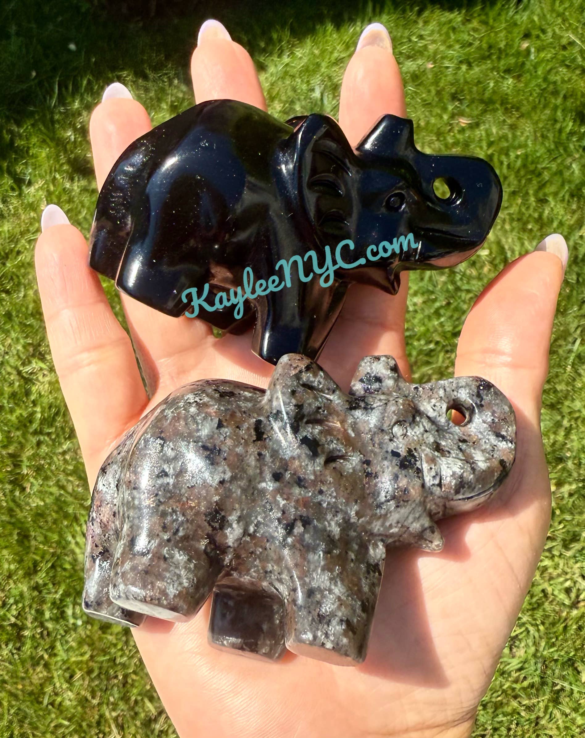 8.5 cm Natural Black Obsidian Yooperlite Elephants Healing