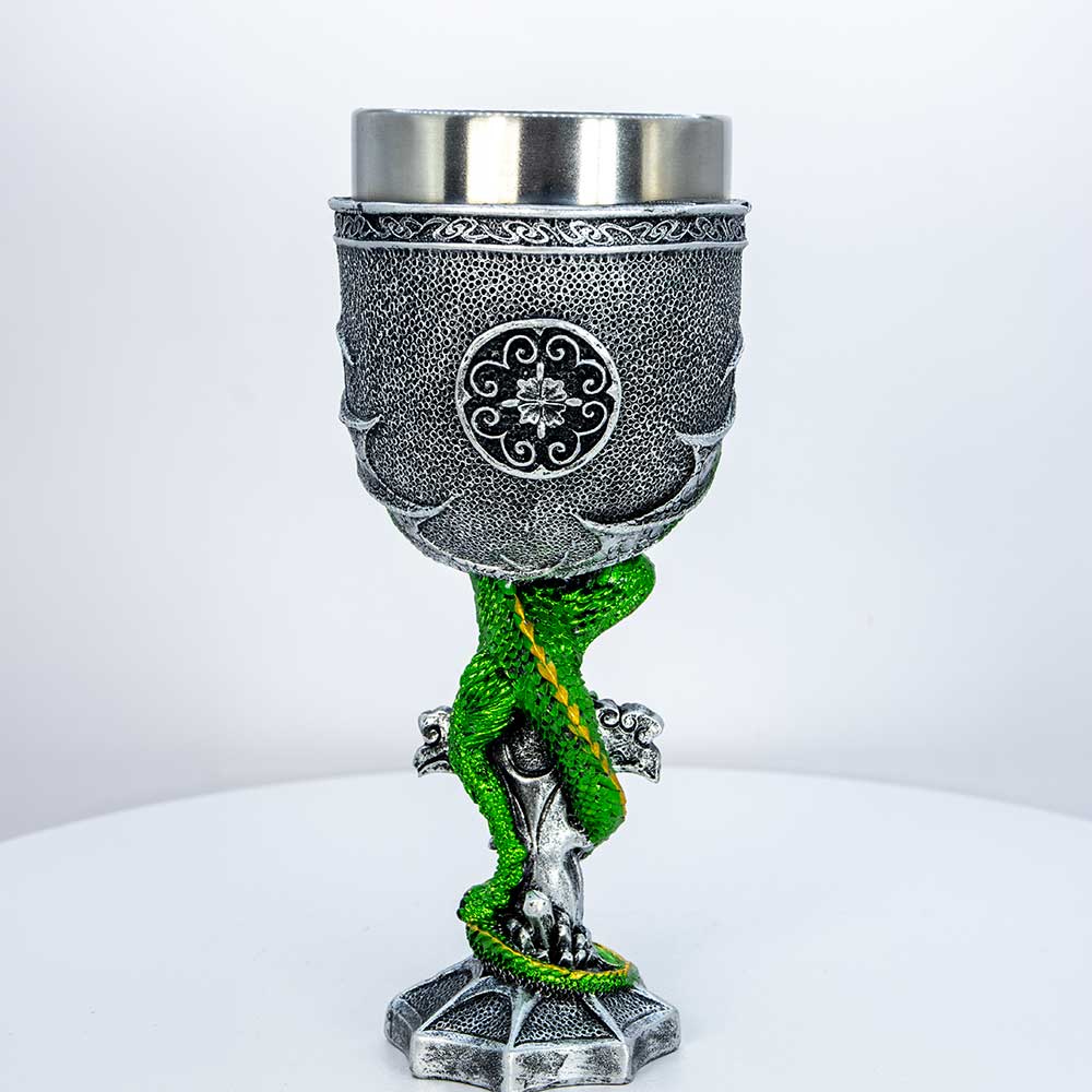 Stainless Steel Chalice - Medieval Dragon w/ Gem (Each): Medieval Dragon