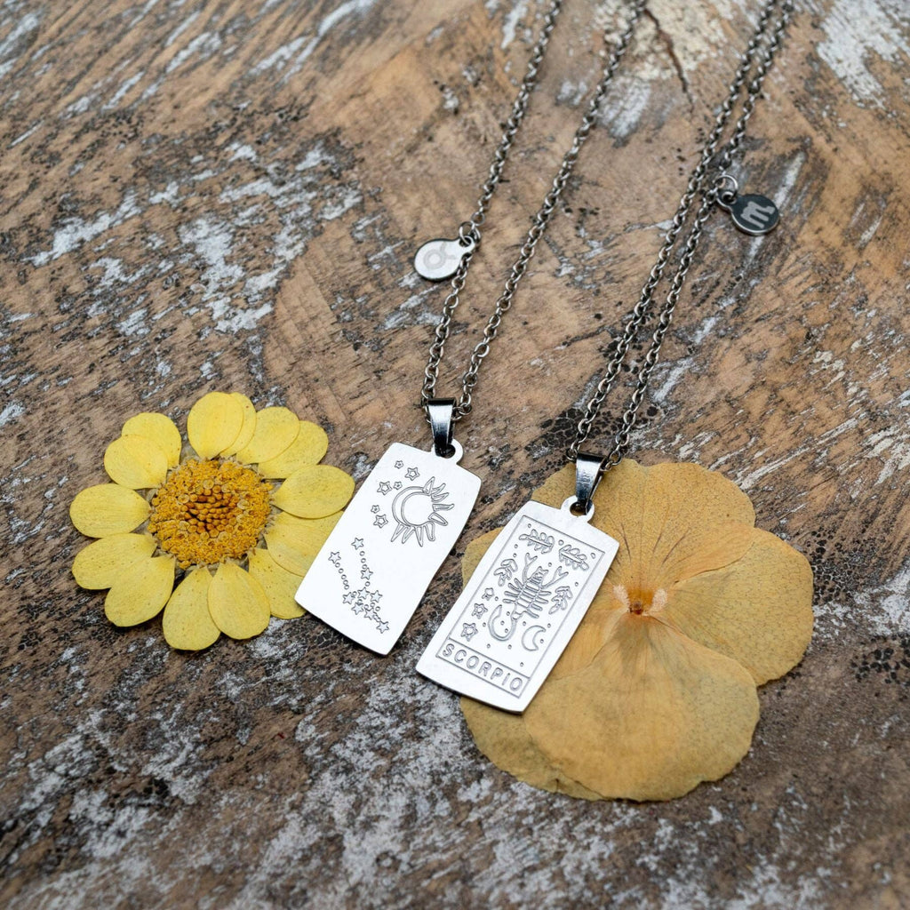 Zodiac Tarot Card & Astrology Necklace: Gold Plated / Capricorn