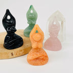 Crystal Gemstone Meditating Goddess - You Choose Stone: Rose Quartz