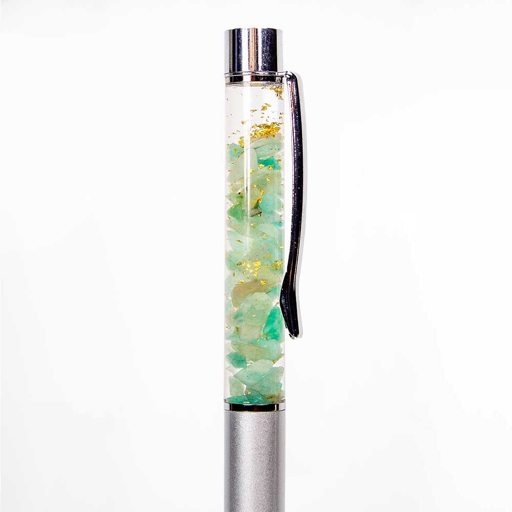 Gemstone Pen Ass't w/ 23K Pure Gold Flakes Display of 36: Gold Flakes