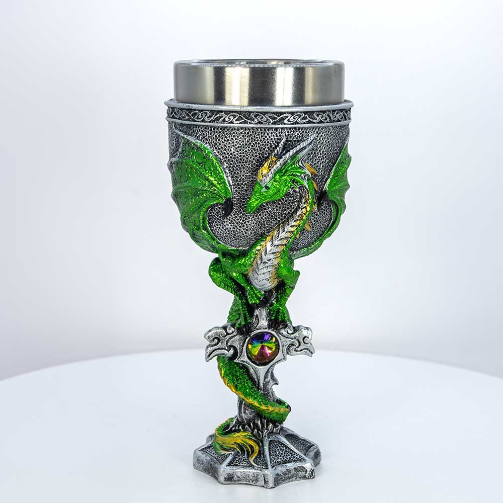 Stainless Steel Chalice - Medieval Dragon w/ Gem (Each): Medieval Dragon