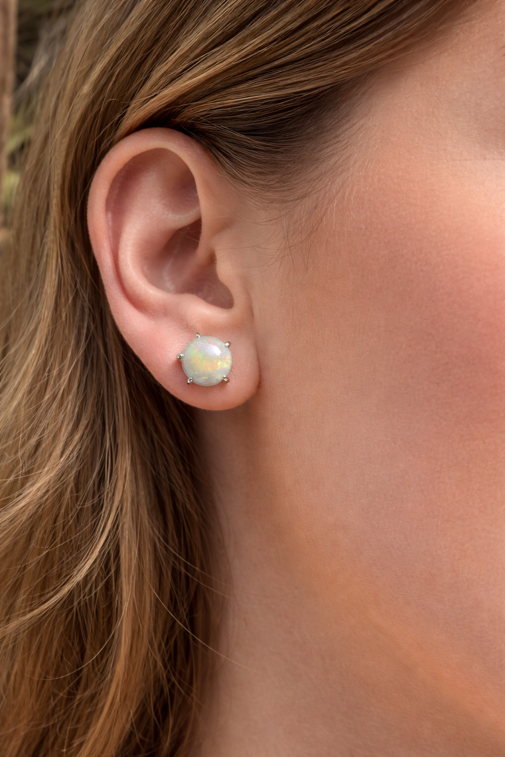 Natural Opal Stud Earring 6mm