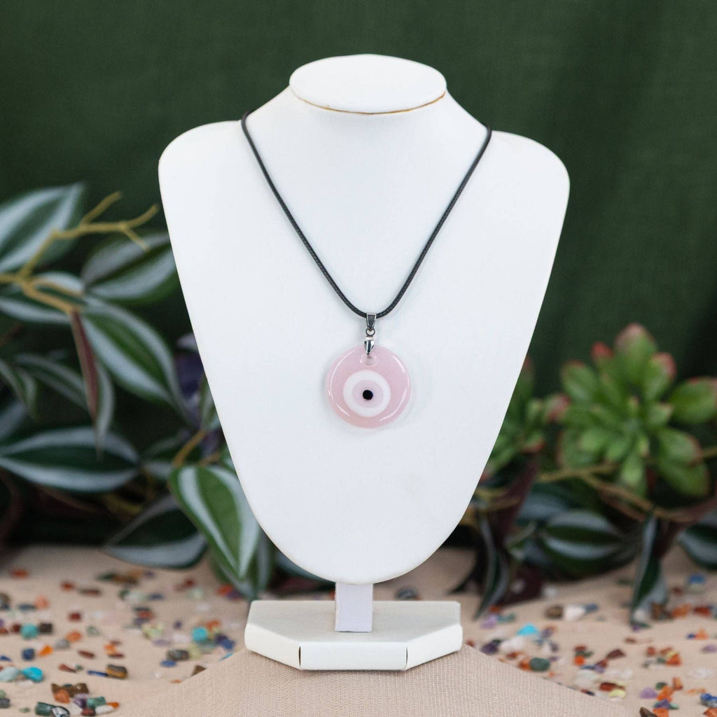 Evil Eye Necklace.: Light Pink