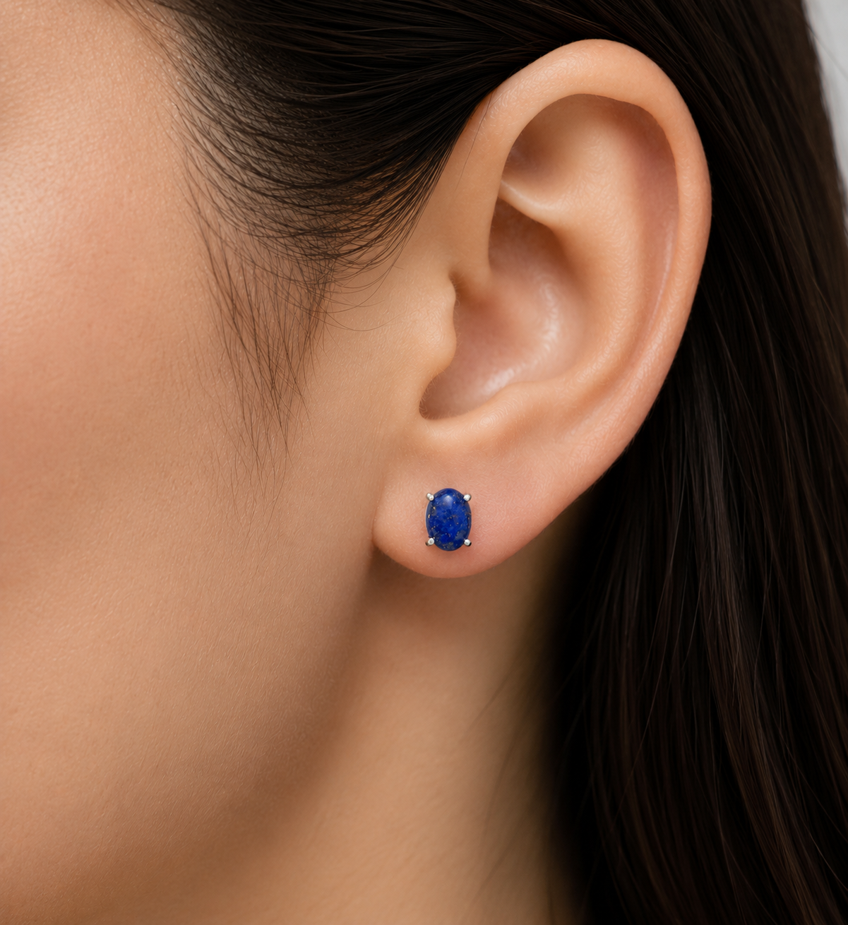 Lapis Lazuli Stud pair 6x8mm