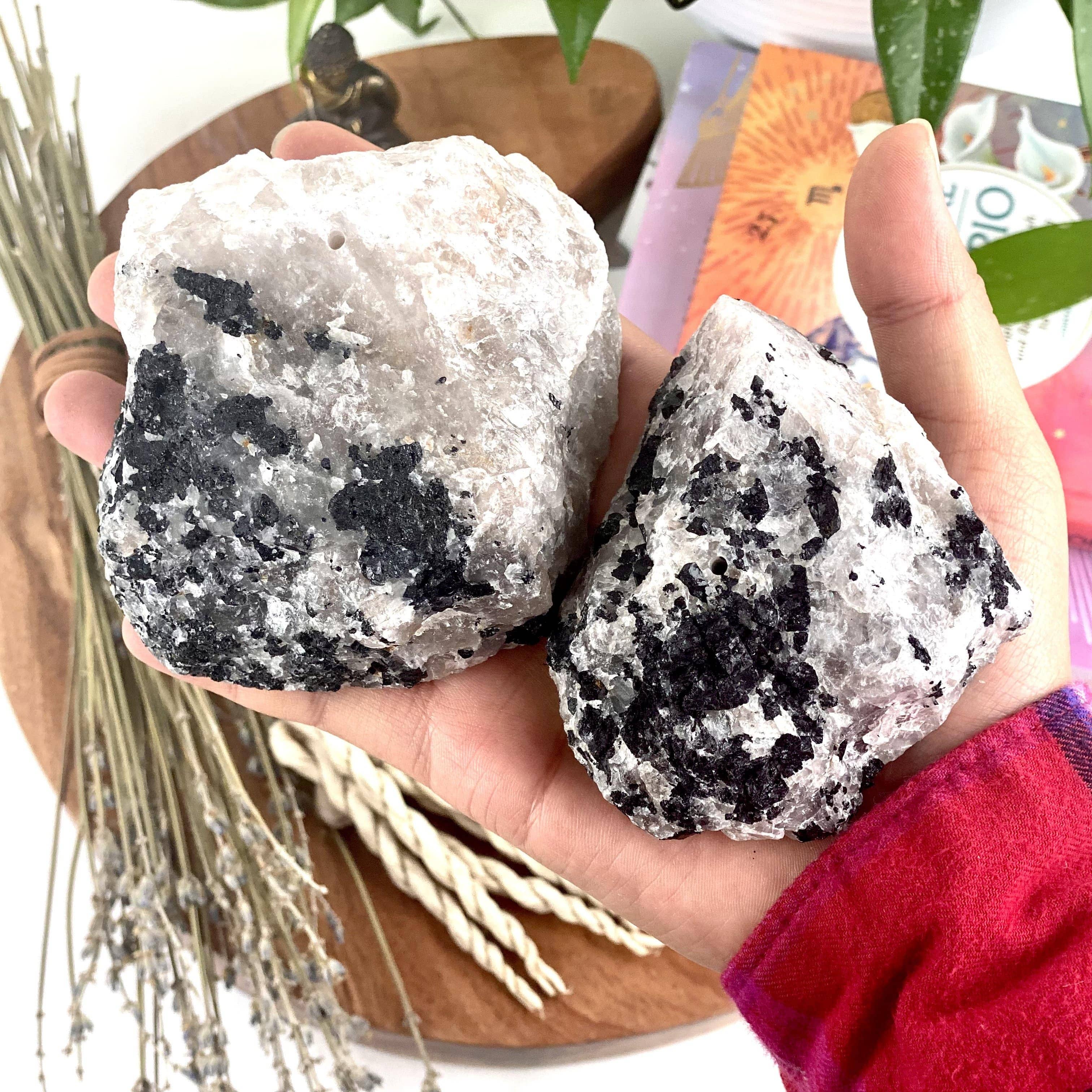 Rough Stone Crystal Incense Burner - Incense Holder: Rose Quartz