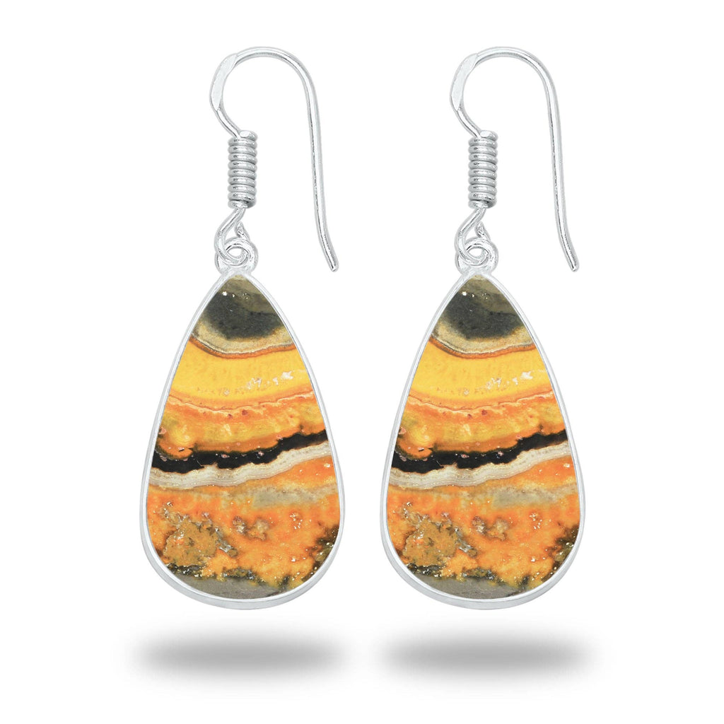 Bumblebee Jasper Earrings – Minimalist Design, Silver-Plated, Handmade