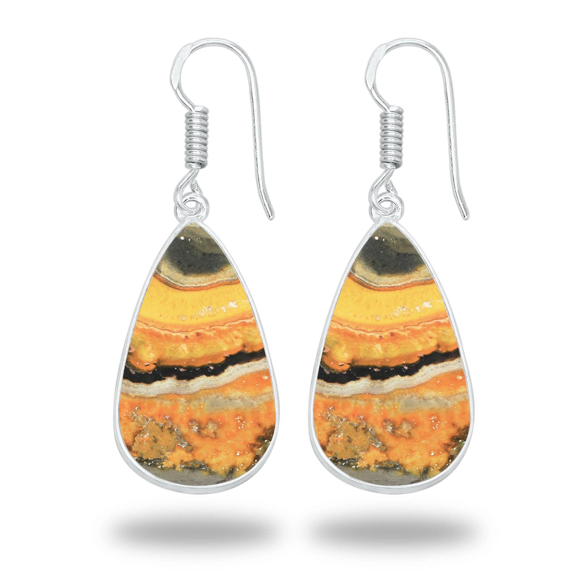 Bumblebee Jasper Earrings – Minimalist Design, Silver-Plated, Handmade