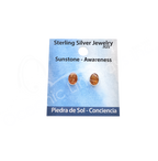 STERLING SILVER - EARRING STUDS SUNSTONE OVAL 8 MM L