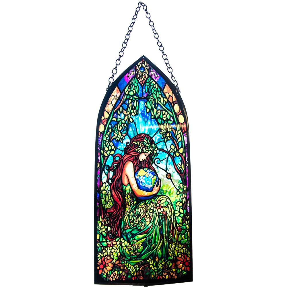Glass Suncatcher 8in Cathedral - Earth Goddess (Each)
