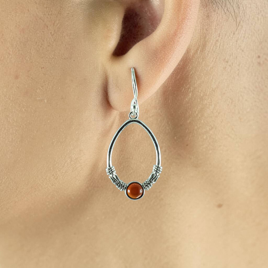 Carnelian Silver Dangling Earrings