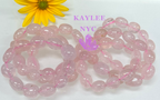 ~15 Rose Quartz Natural Crystal tumble Stretch Bracelet 8”