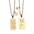 Zodiac Tarot Card & Astrology Necklace: Gold Plated / Aquarius