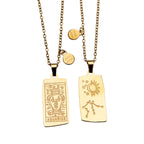 Zodiac Tarot Card & Astrology Necklace: Gold Plated / Aquarius