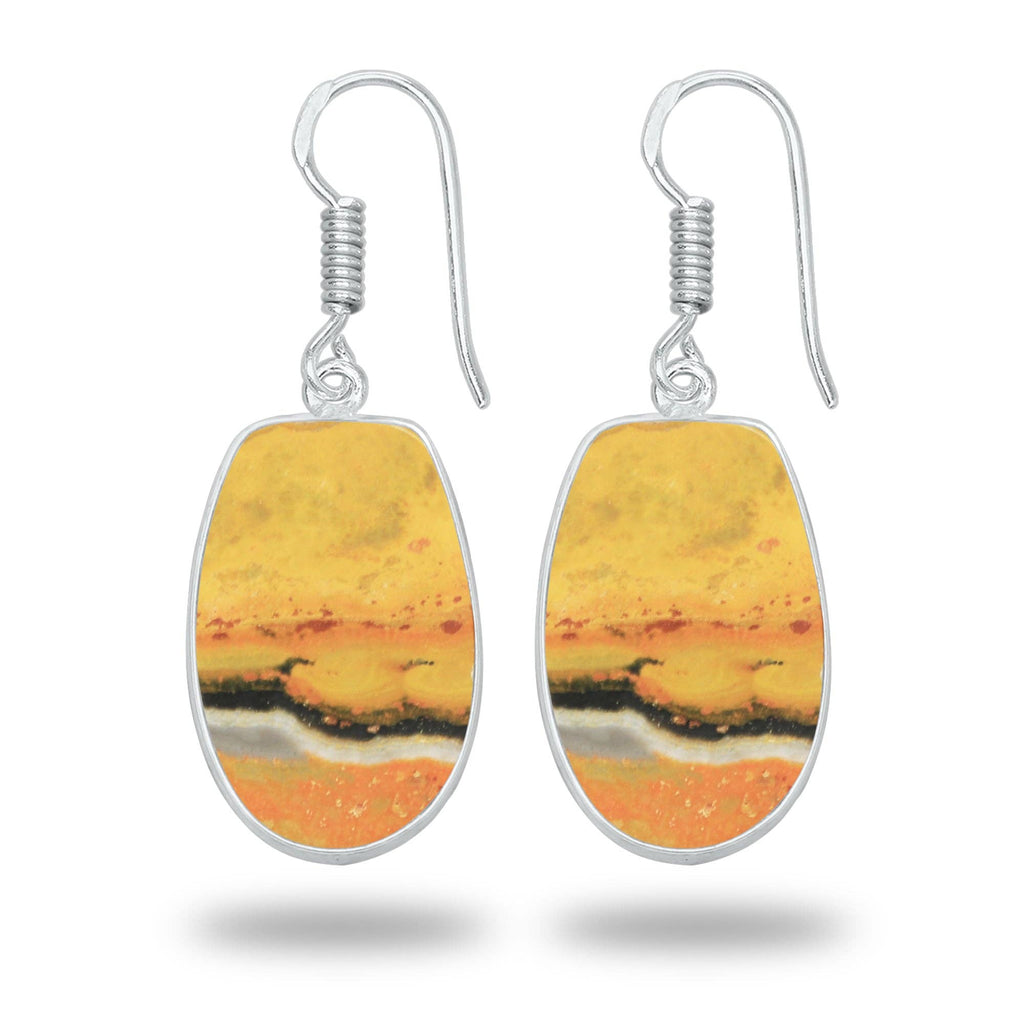 Bumblebee Jasper Earrings – Minimalist Design, Silver-Plated, Handmade