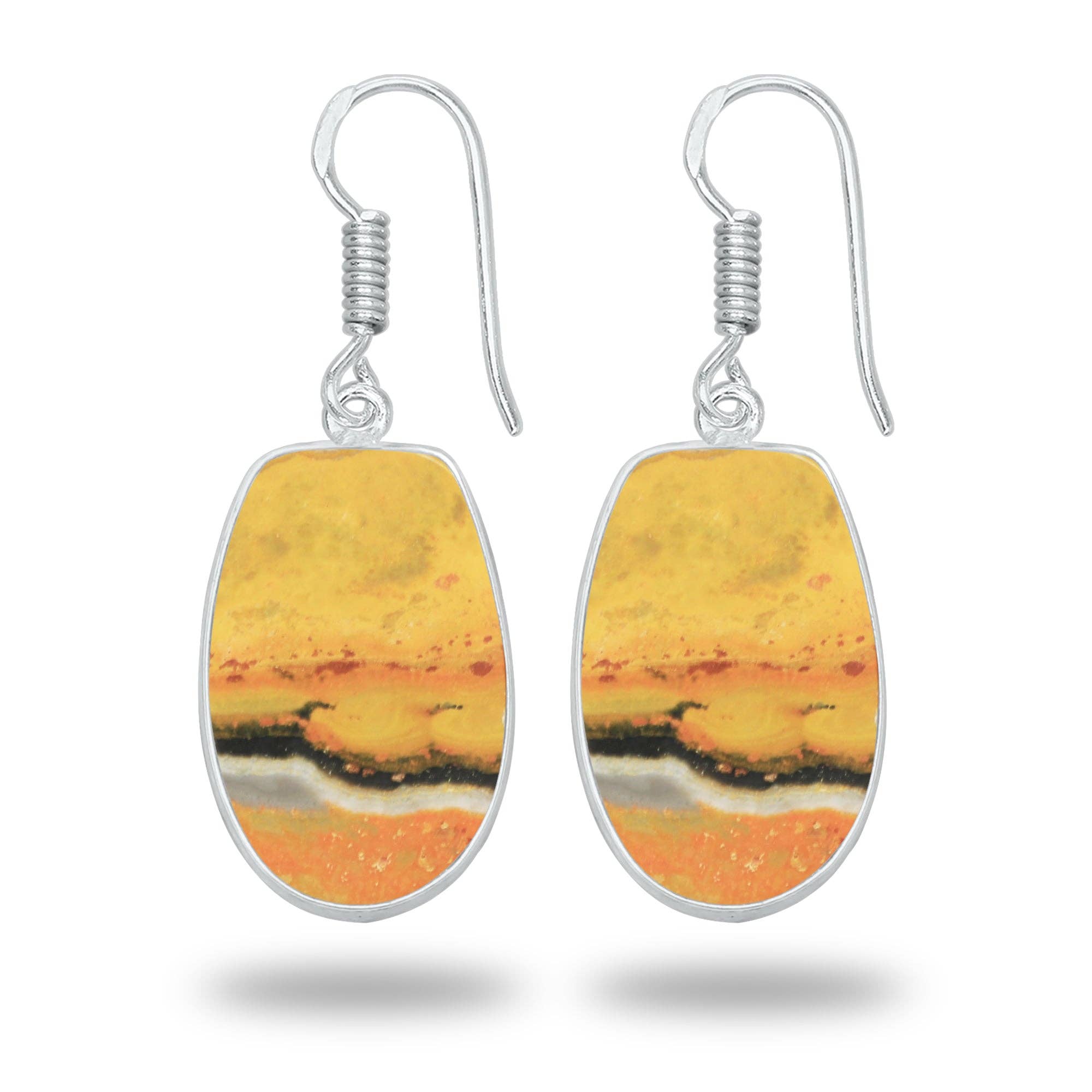 Bumblebee Jasper Earrings – Minimalist Design, Silver-Plated, Handmade