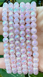 Aura Rose Quartz 6mm 7.5” Crystal Healing Stretch Bracelet